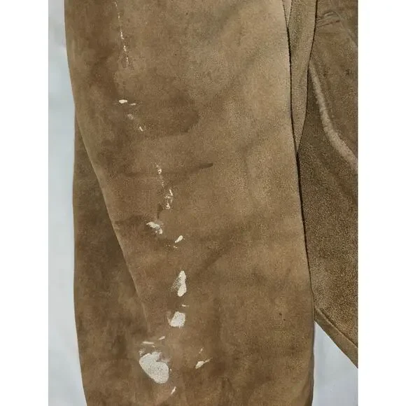 Vintage Distressed Suede Coat Delong Halloween Costume Prop Size 40 Brown - Picture 12 of 16